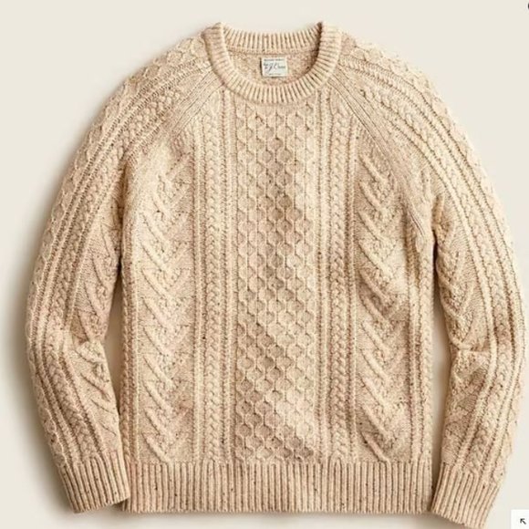J. Crew Other - Men's Rugged Merino Wool Blend Donegal Cable Knit Crewneck Sweater Size XL